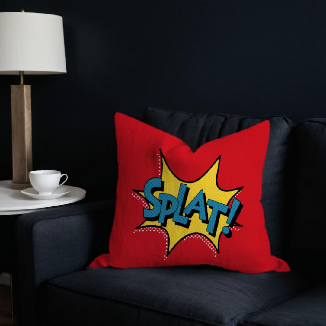 Pop Art Throw Pillow: Red SPLAT! Comic Book Style - Etsy