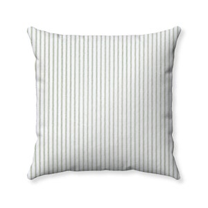 French Ticking Stripe Pillow - Premier Prints Classic Pine - Christmas Ticking Stripe Pillow - Green and White - Cotton Twill - Throw Pillow