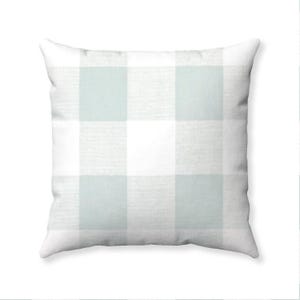 Buffalo Check Plaid Pillow Cover: Snowy Blue, Modern Farmhouse Decor