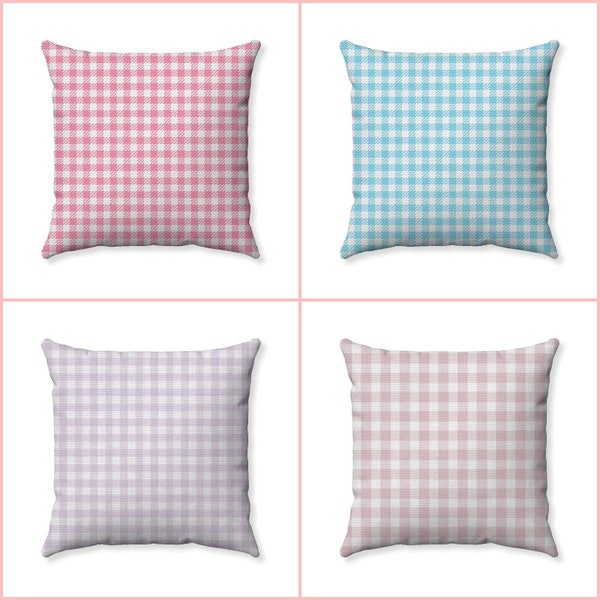 Easter Pastel Plaid Pillow - Gingham Plaid Pattern - Farmhouse Easter Plaid Decorative Throw Pillow Cover - Spring Decor - Easter Home Decor