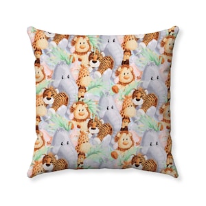 Jungle Babies Pillow - Baby&#39;s Room Decor - Wilderness Decor - Nursery Print - Jungle Animals Pillow Cover - Throw Pillow