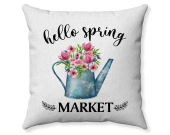 hello spring pillow