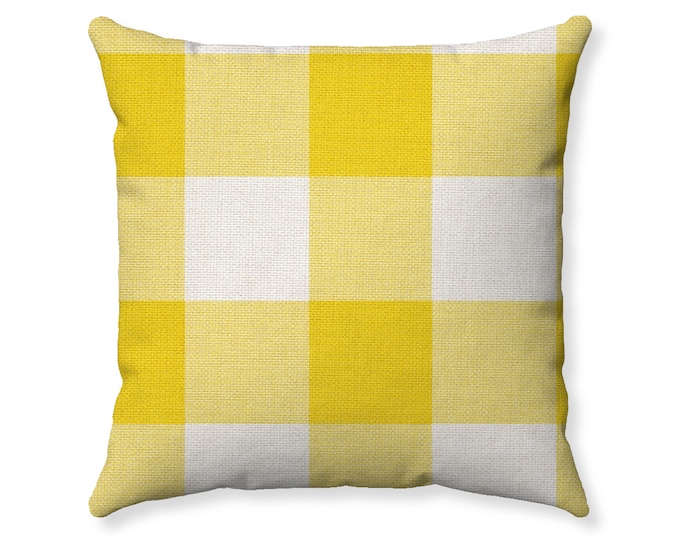 Summer Plaid Pillow Yellow Buffalo Check Plaid Summer Decor Plaid