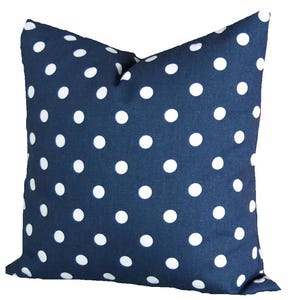 Navy Polka Dot Pillow -  Cushion Cover - Polka Dot Pillow - Blue and White Polka Dot Pillow - Nursery Decor - Kids Room Decor - Throw Pillow