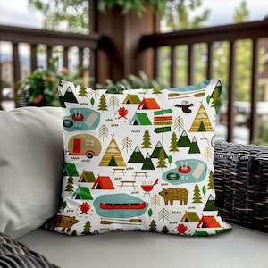 Rupert Aspen Camping Pillow - Children&#39;s Room Decor - Wilderness Decor - RV Camper Decor - Wilderness Pillow - Throw Pillow