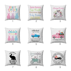 Easter Farmhouse Pillow - Happy Easter - Easter Plaids - Easter Bunnies - Easter Home Decor - Farmhouse  Easter Pillow Cover - Throw Pillow