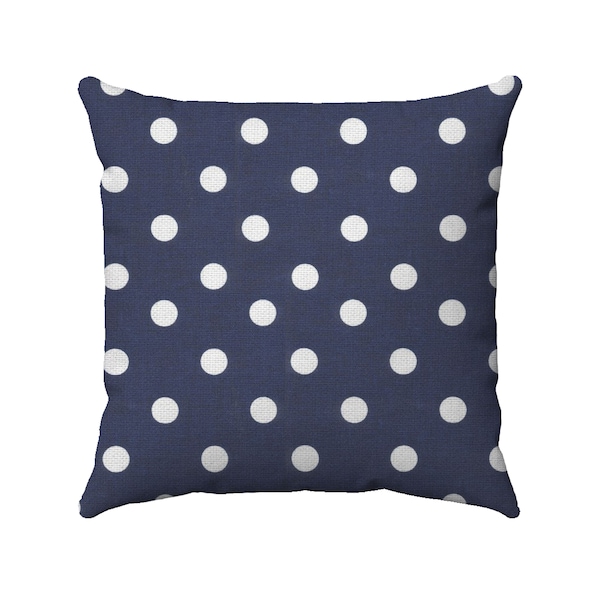 Navy Polka Dot Pillow -  Cushion Cover - Polka Dot Pillow - Blue and White Polka Dot Pillow - Nursery Decor - Kids Room Decor - Throw Pillow