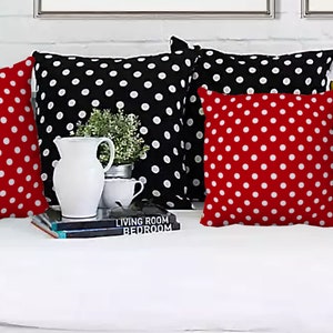 Red Polka dot Classic Vibrant and Soft Polyester Spun Pillow Etsy