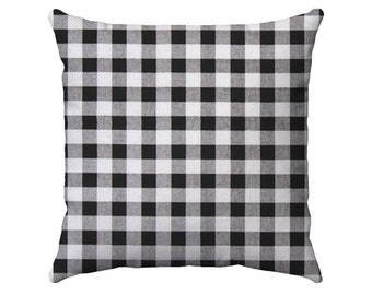 black and white gingham throw pillows
