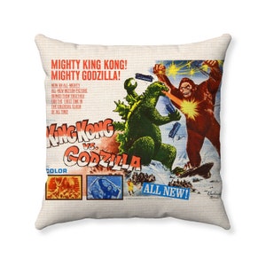King Kong vs. Godzilla Throw Pillow - 1962 Movie Poster