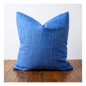 Courtyard Blue Slub Canvas Accent Pillow Cover - Coastal and Nautical Decor