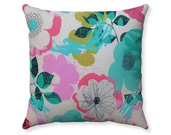 Pastel Floral Pillow - Floral Summer Pillow - Floral Pillow Cover - Summer Home Decor - Summer Pillow Cover - Accent Throw Pillow