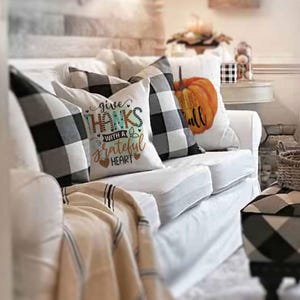 Thanksgiving Pillow -  Autumn Farmhouse Pillow - Give Thanks - Fall Home Decor - Autumn Farmhouse Decor - Fall Farmhouse Pillow - 8 Designs