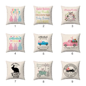 Easter Farmhouse Pillow - Happy Easter - Easter Plaids - Easter Bunnies - Easter Home Decor - Farmhouse  Easter Pillow Cover - Throw Pillow