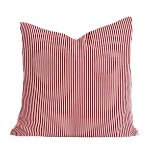Red and White Striped Pillow  - Micro-Striped Pillow Cover - Candy Stripes - Striped Home Decor - Thin Stripe - Throw Pillow