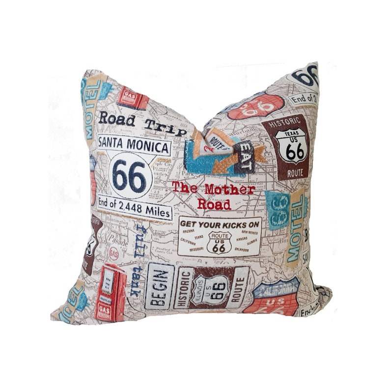 Route 66 Signs Pillow Route 66 Decor Highway Signs Route Etsy