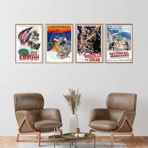 Godzilla Movie Poster Canvas Art Print: Kaiju Cinema Decor