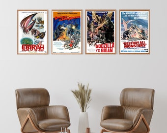 Godzilla Movie Poster Canvas Art Print: Kaiju Cinema Decor