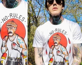 NO RULES Tattoo T Shirt | 100% Organic Cotton T-Shirt | Sailors Jerry Inspired | Streetwear-Tattoo Shirt Design
