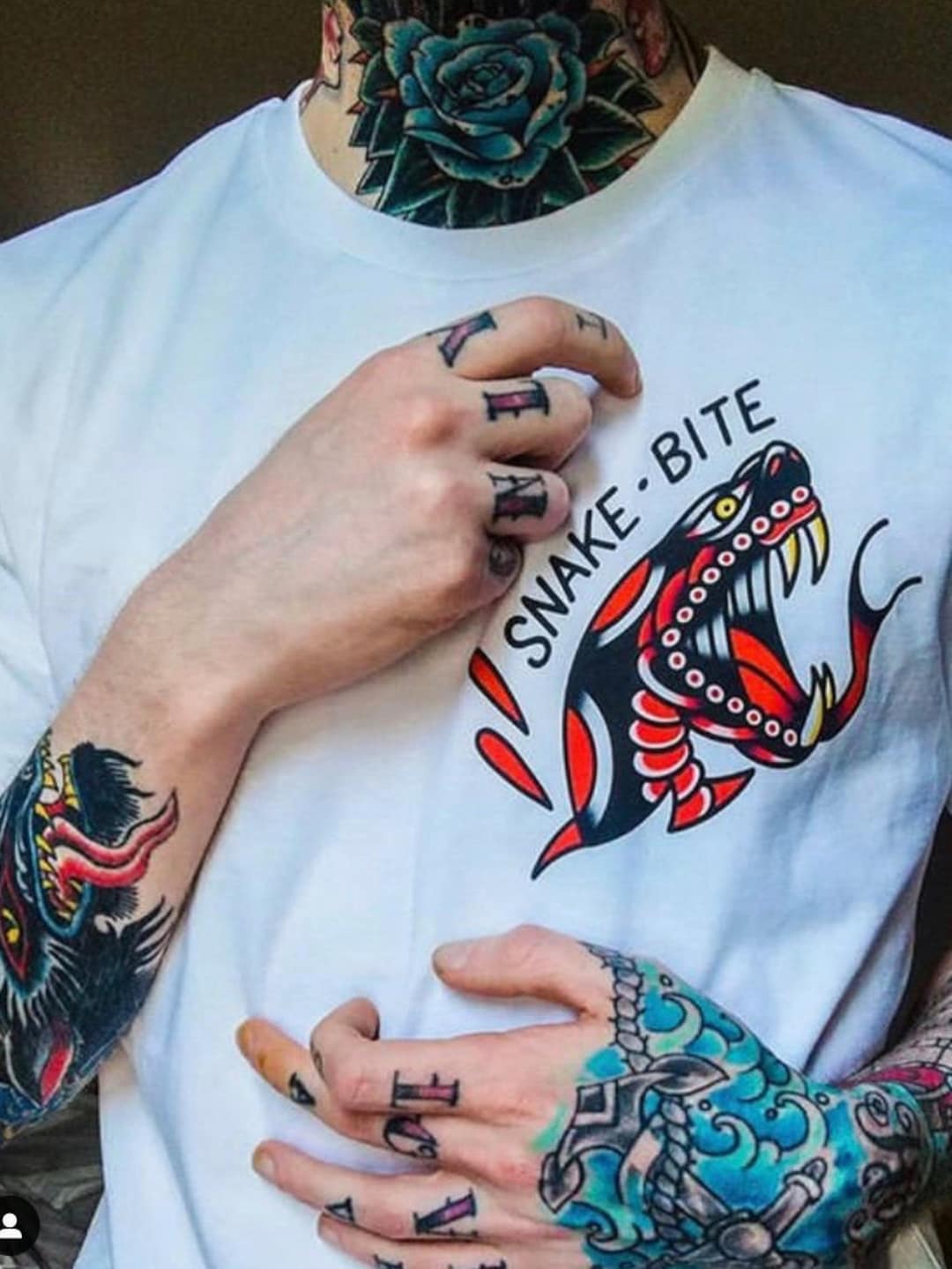 Tattoo Shirt Snake Print 100% Organic Cotton T-shirt