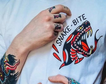 Tattoo Shirt | Snake Print | 100% Organic Cotton T-Shirt | Traditional Tattoo | Unisex
