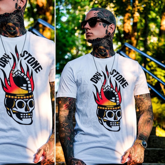 Flaming Skull printed T-shirt