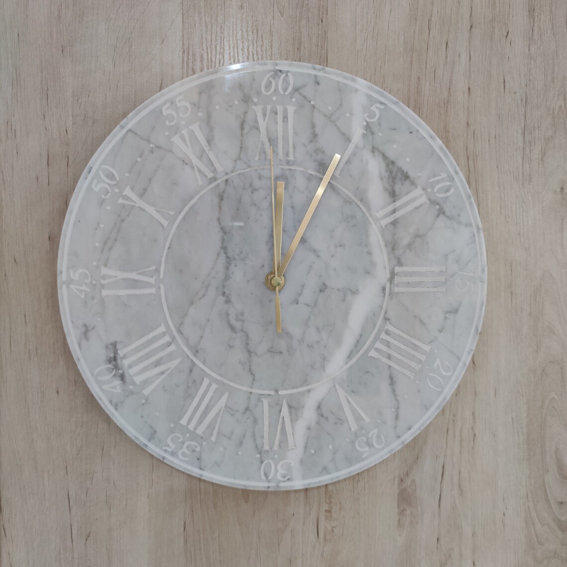 Marble Stone Clock Hanging Wall Clock White Clock Round White Etsy