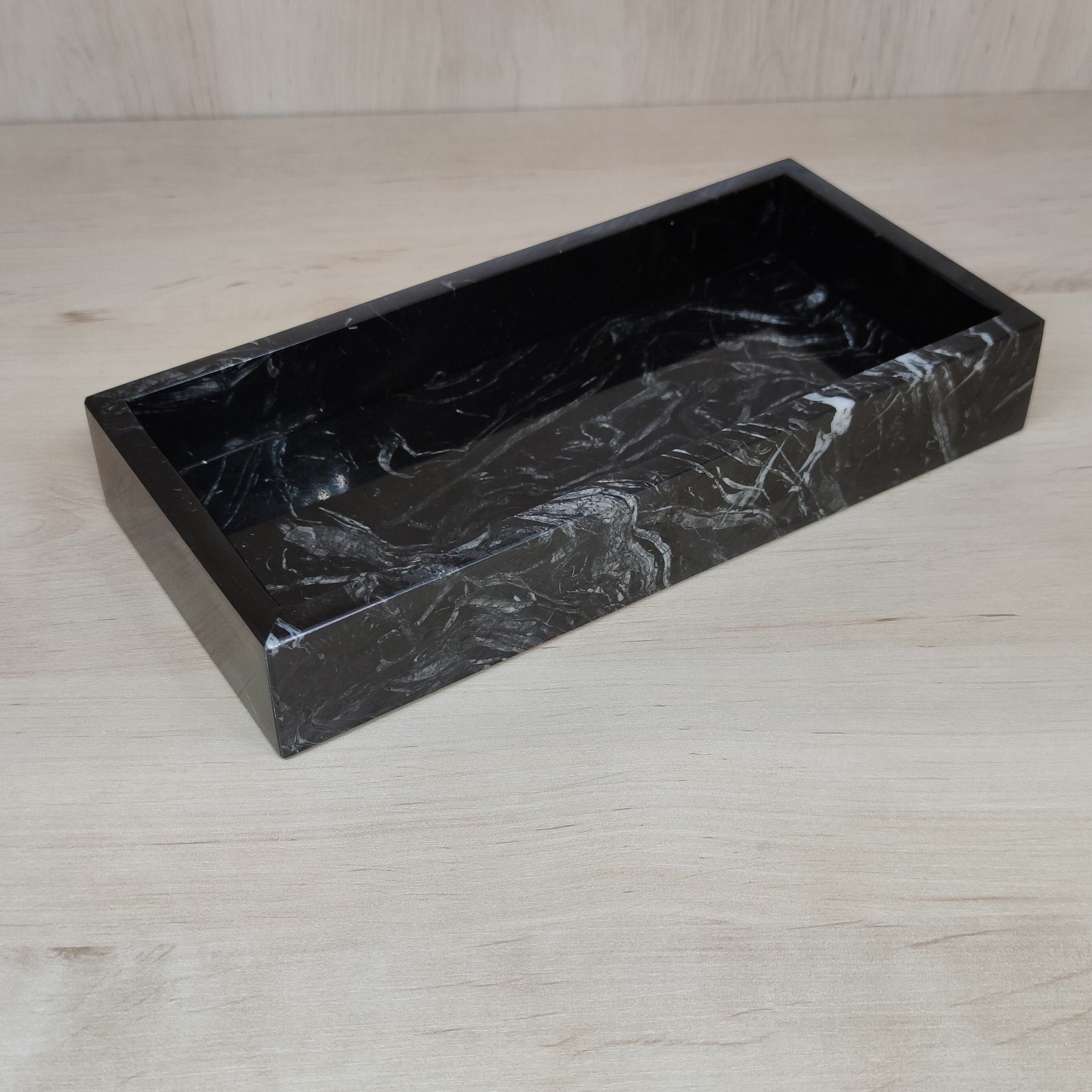 Marble Tray Rectangular Black Marble Nero Marquina Tray Marble Etsy