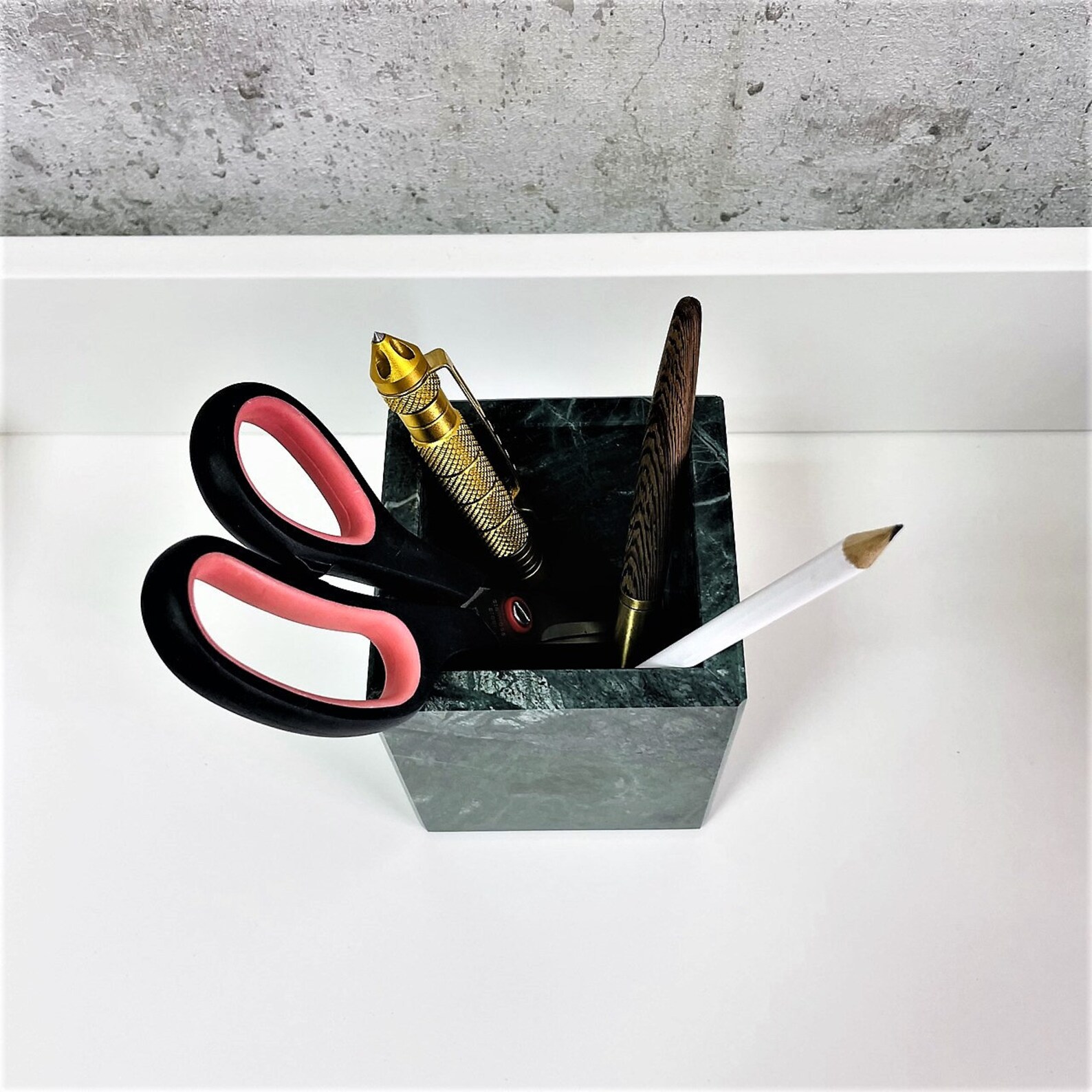 Green Marble Pen Holder Marble Pen Cup Office Toolbox Marble Etsy UK