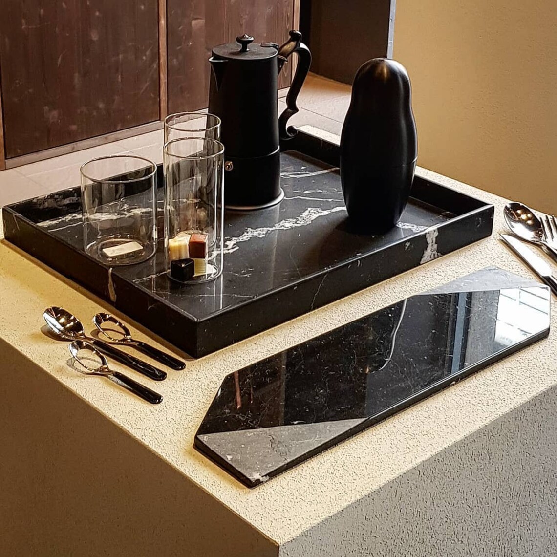 Black marble tray tray rectangular tray nero marquina marble Etsy