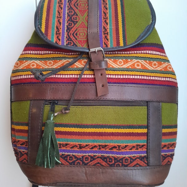 Leather backpack and traditional aguayo - Crafts from Bolivia