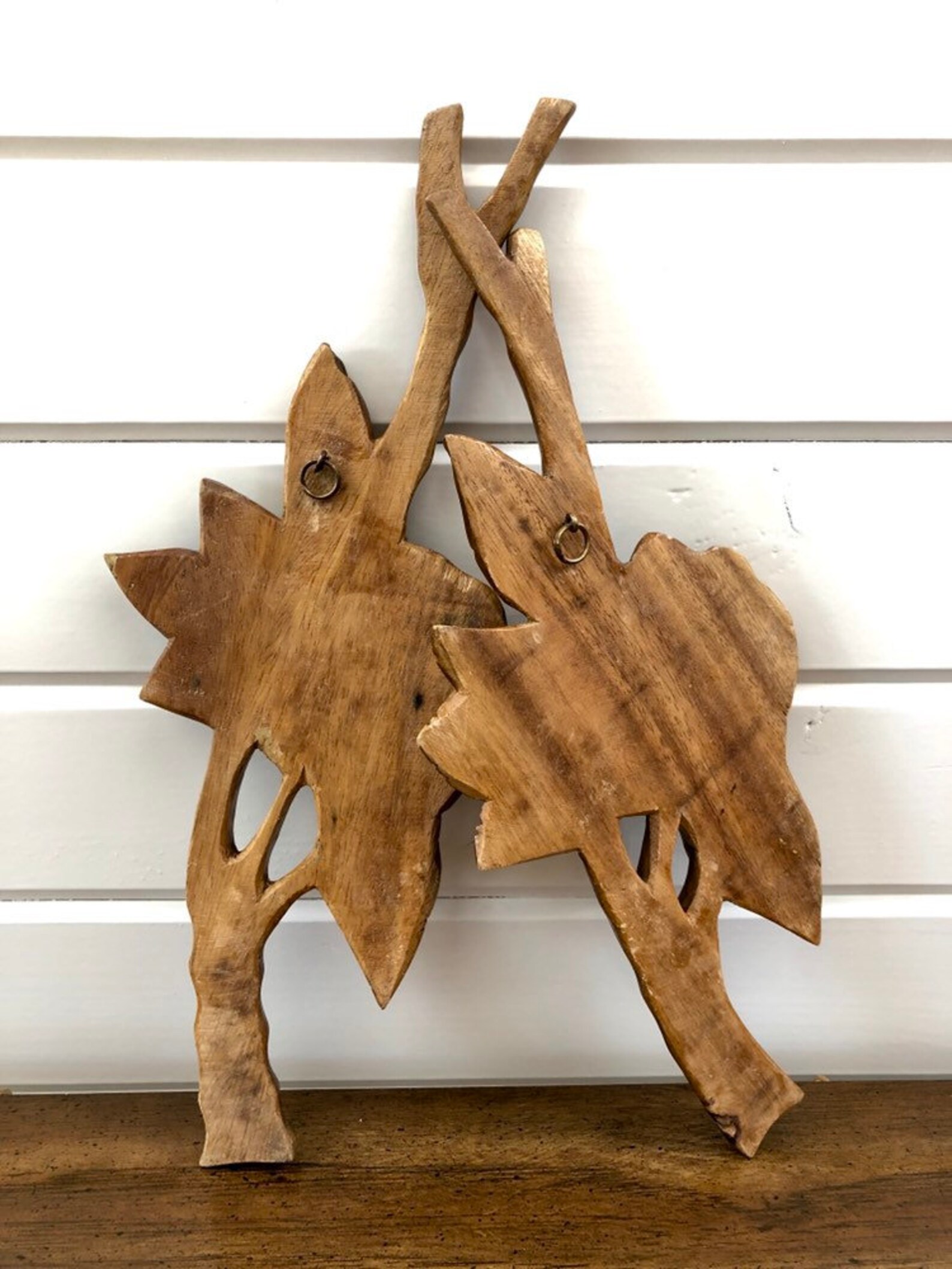 Pair Of Vintage Wooden Branches With Flowers Wall Decor Etsy