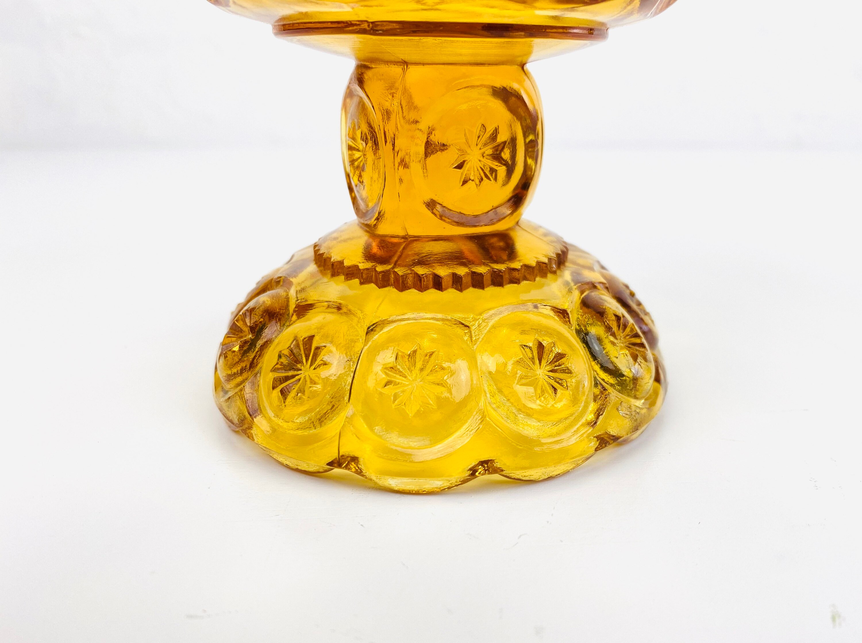 Vintage Honey Yellow Glass Candy Dish With Scalloped Etsy