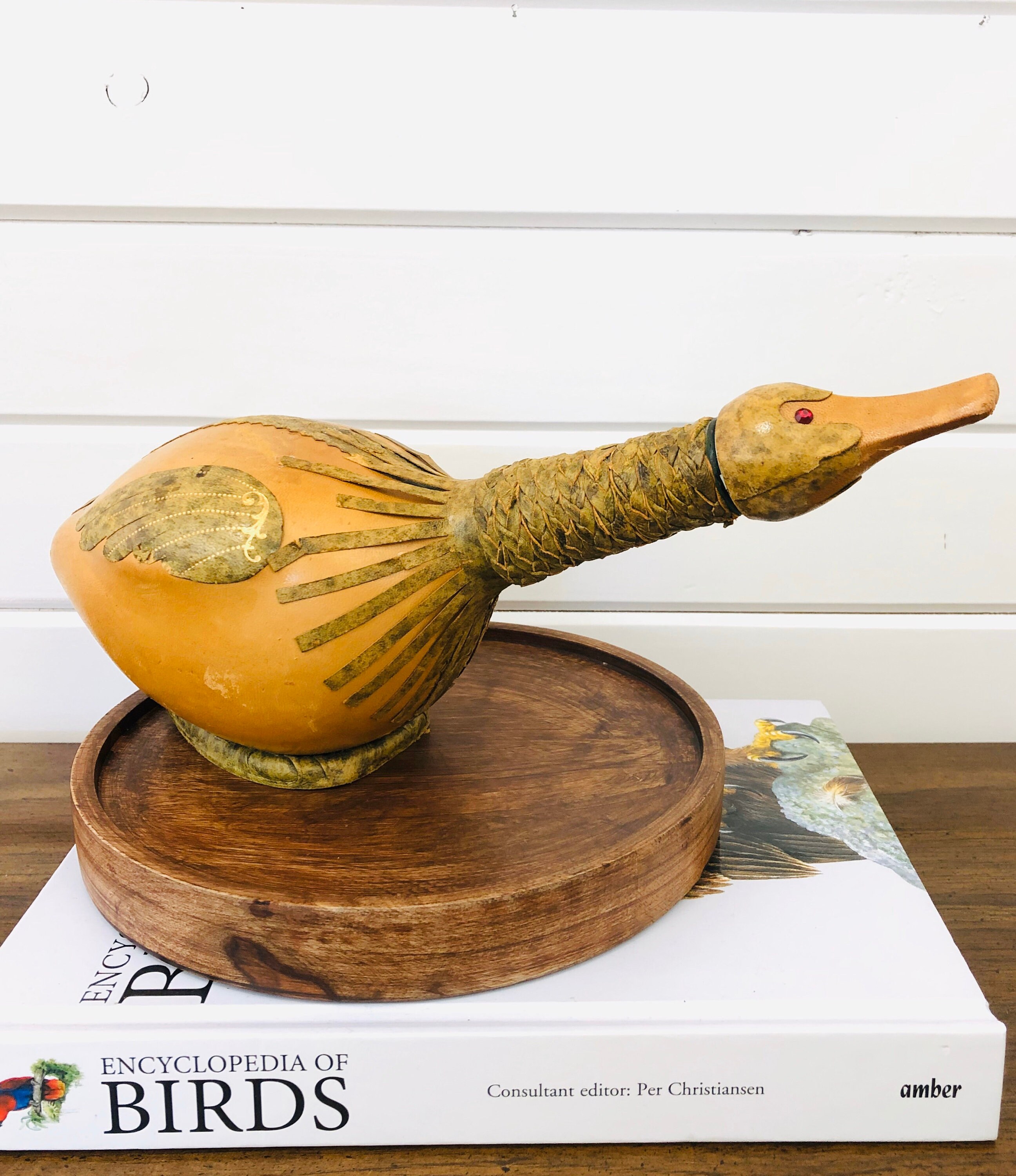 Vintage Italian Leather and Glass Duck Decanter Etsy