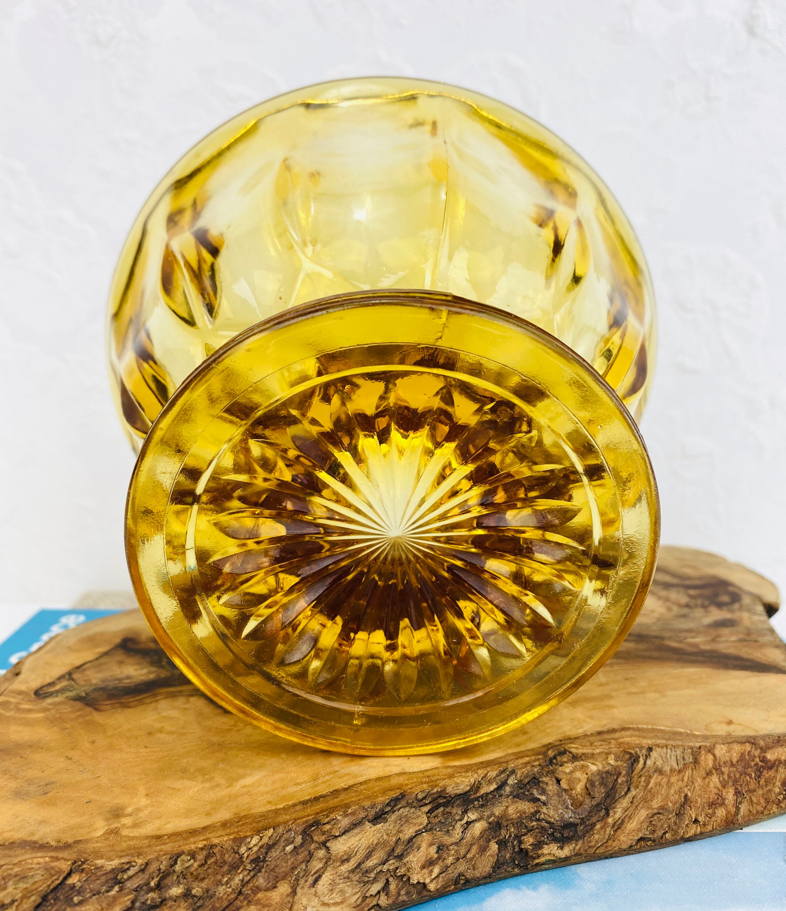 Vintage Honey Yellow Glass Candy Dish/vintage Yellow Glass Etsy UK