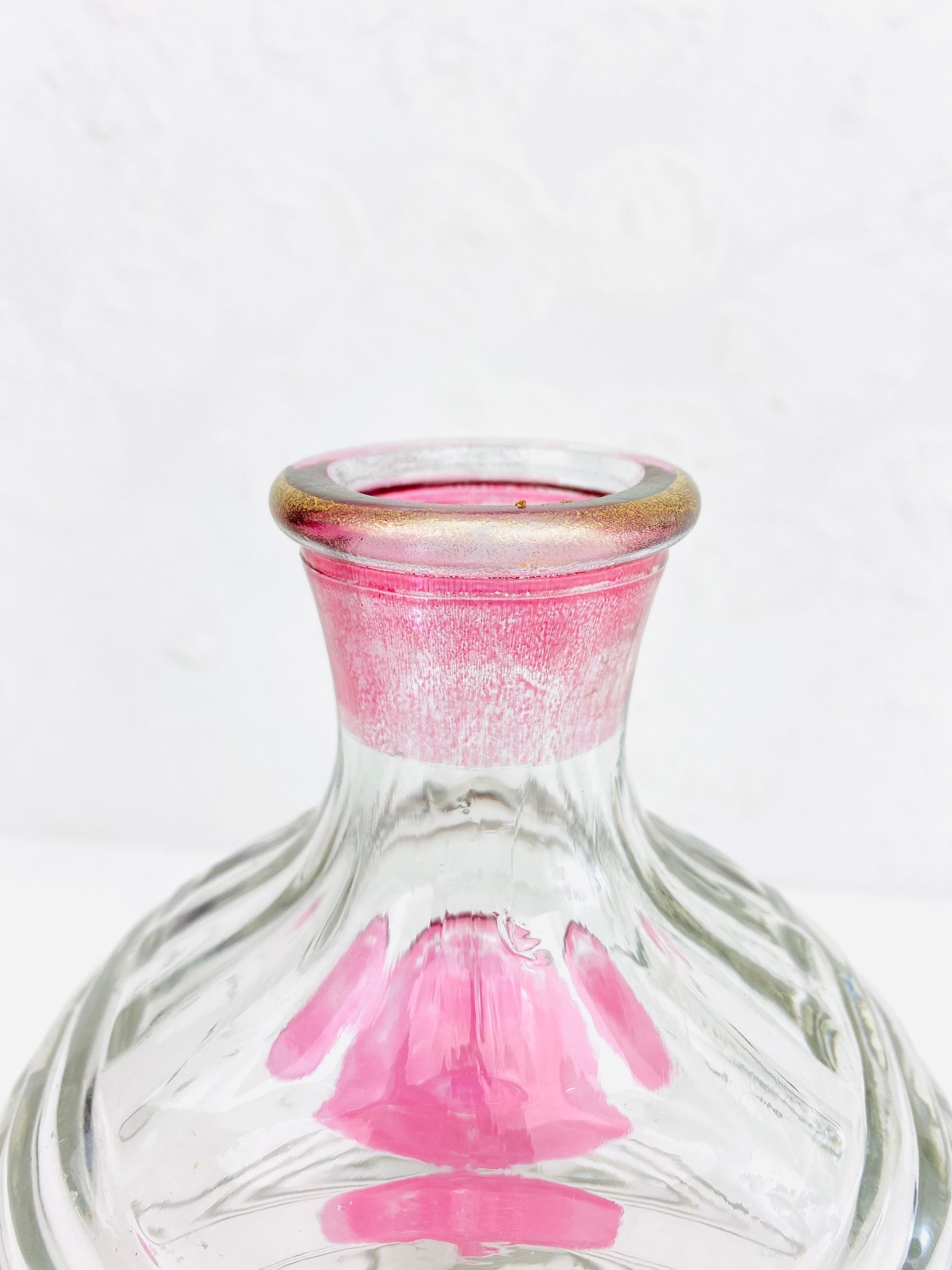 Vintage Clear & Red Glass Decanter/Vintage Red Glazed Decanter Etsy