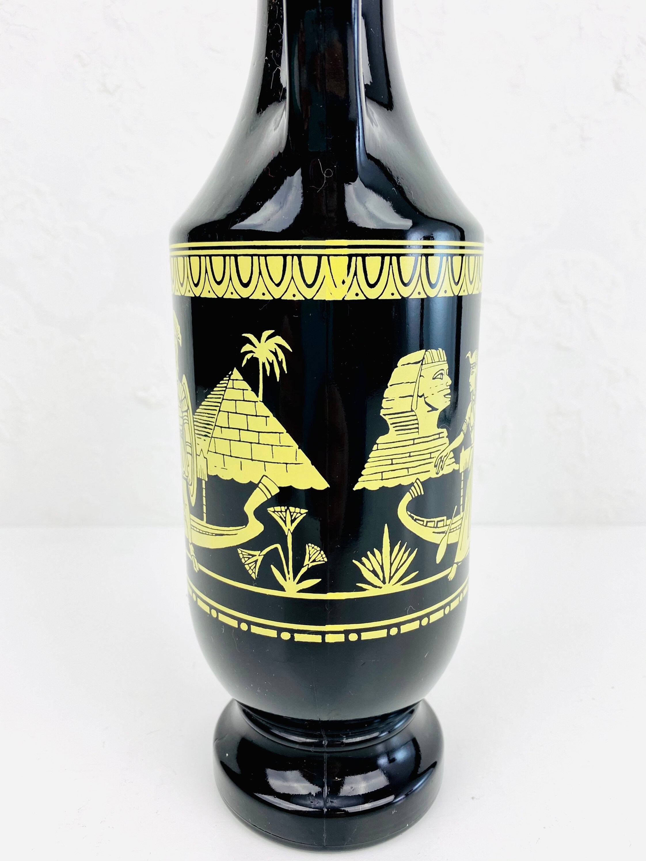 Vintage Jim Beam Black Glass Egyptian Style Decanter/double Etsy