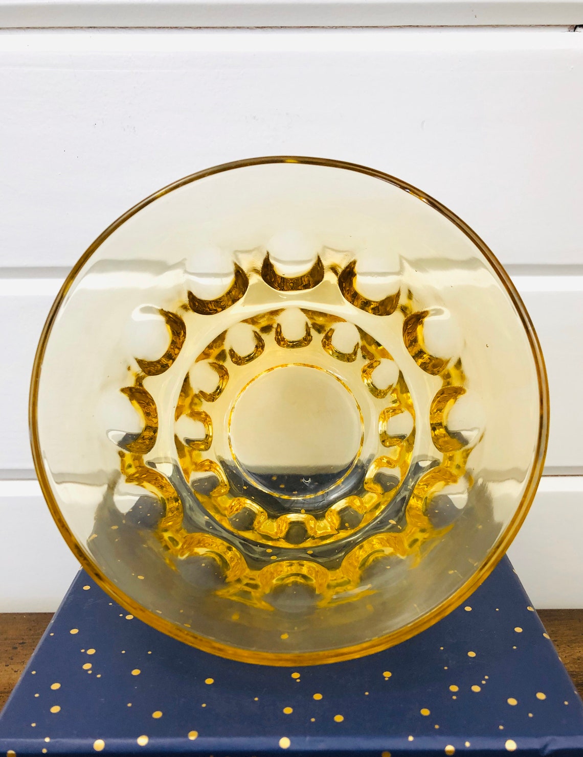 Vintage Yellow Glass Candy Bowl/Dish With Lid Etsy