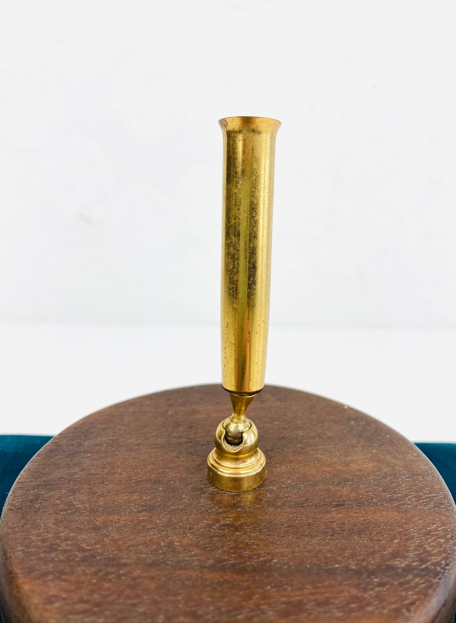 Vintage Wood & Brass Desktop Pen Holder/vintage Pen Etsy