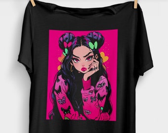 90s Anime Butterfly Girl T-Shirt | Pastel Goth | 90s Anime Grunge Aesthetic | Alt Anime Clothes | Japanese Harajuku Fashion