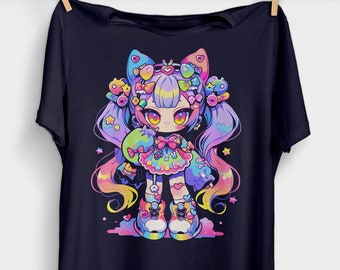 Kawaii Chibi Girl T-Shirt | Decora Kei Clothing | Kawaii Shirt | Harajuku Streetwear Japan Aesthetic | Japanese Anime