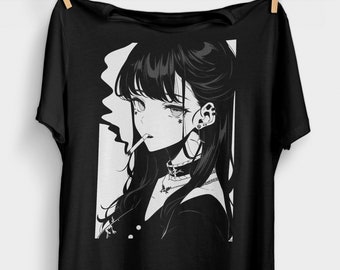 90s Anime Girl T-Shirt | Pastel Goth | 90s Anime Grunge Aesthetic | Alt Anime Clothes | Japanese Harajuku Fashion