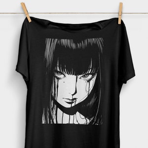 90s Anime Manga Girl T-Shirt | Japanese Horror | Alt Clothes | Anime Aesthetic | Grunge Clothing | Harajuku Streetwear Shirt | Gore Tee