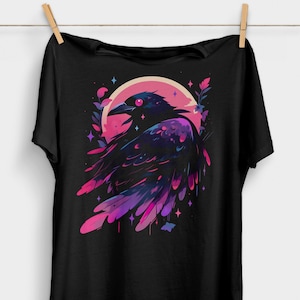 Pastel Goth Raven Crow T-Shirt | Goblincore Aesthetic Shirt | Grunge Clothing | Cute Gothic Clothes | Yami Kawaii | Spooky Season