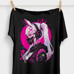 Cyberpunk Anime Girl T-Shirt | Futuristic Techwear Aesthetic | Japanese Harajuku Clothing | Kawaii Manga Shirt | Japanese Streetwear