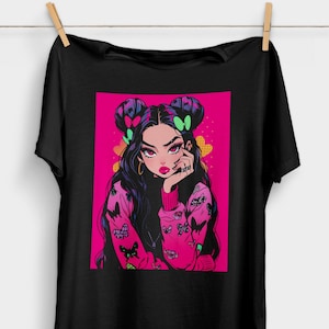 90s Anime Butterfly Girl T-Shirt | Pastel Goth | 90s Anime Grunge Aesthetic | Alt Anime Clothes | Japanese Harajuku Fashion