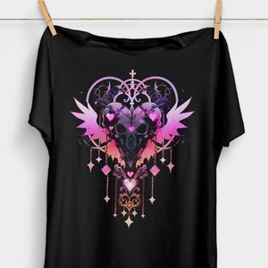 Pastel Goth Skull T-Shirt | Alt Aesthetic Clothing | Creepy Cute Shirt | Yume Kawaii Goth Clothes | Edgy Gothic | Dark Academia