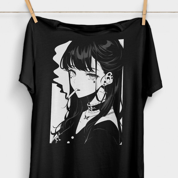 90s Anime Girl T-Shirt | Pastel Goth | 90s Anime Grunge Aesthetic | Alt Anime Clothes | Japanese Harajuku Fashion