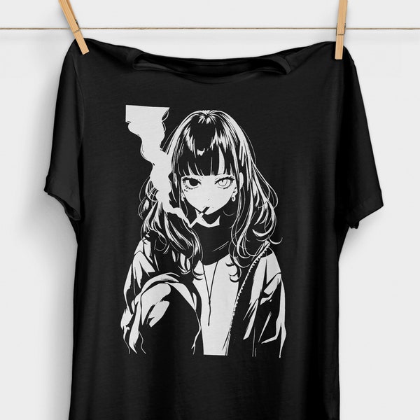 Grunge Anime Girl T-Shirt | Yami Kawaii Egirl Clothing | 90s Anime Aesthetic | Alt Anime Clothes | Japanese Harajuku Fashion