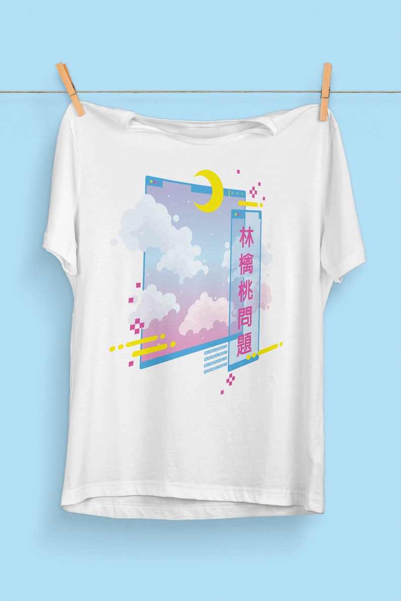 Vaporwave Aesthetic T-Shirt Pastel Goth Clothing Kawaii Tumblr Tshirt Japanese Fashion Japan Shirt Vapourwave Graphic Tee WHITE